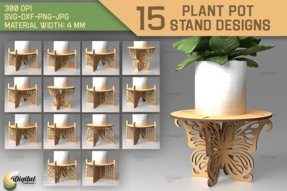 3D Plant Stand Laser Cut SVG Bundle