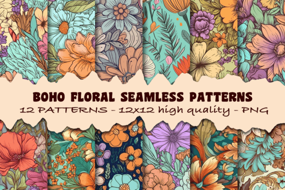 Boho Floral Seamless Surface Patterns – Elegant & Stylish Designs for Creative Projects