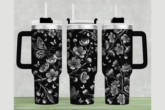 Cherry Blossoms 40oz Laser Tumbler Wrap – Beautiful Floral Design for Custom Tumblers