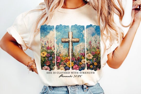 Clothed with Strength Christian PNG – Inspirational Faith-Based Design for DIY Projects