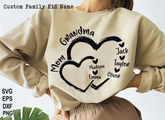 Custom Mama Heart Kids Name SVG – Personalized Mom PNG for DIY Projects & Gifts