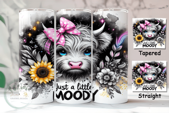 Moody Funny Highland Cow Tumbler Wrap – Humorous & Unique Design for Custom Tumblers