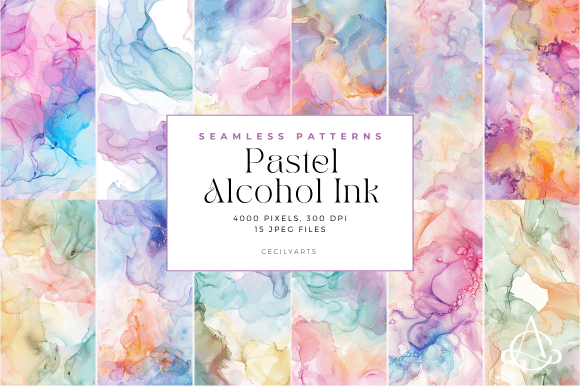 Pastel Alcohol Ink Seamless Patterns – Soft & Elegant Designs for Crafts & DIY Projects