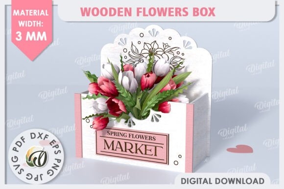 Wooden Flower Boxes Laser Cut Bundle | DIY Floral Decor