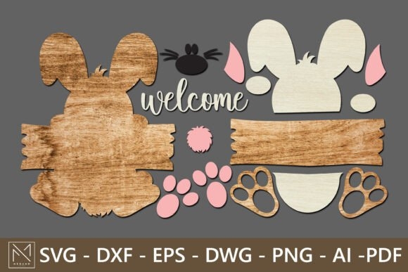 Easter Bunny Welcome Sign Laser Cut File | Festive DIY Decor