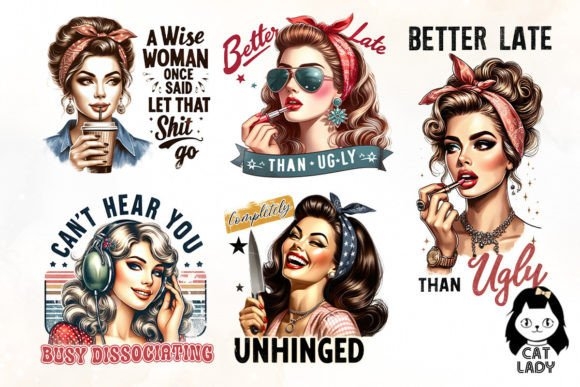 Funny Retro Girl Sublimation Quotes | Witty & Vintage Designs