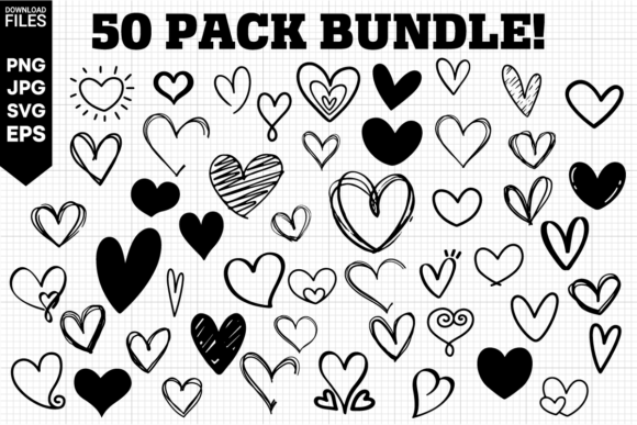 Heart SVG Bundle | Hand-Drawn Heart SVG Collection