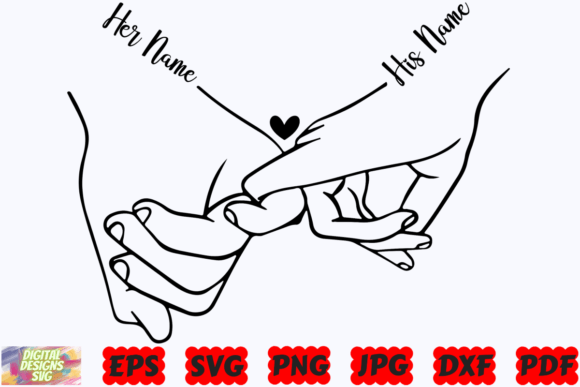 Holding Hands SVG | Couple Hands SVG | Romantic Line Art