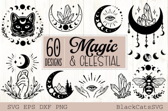 Magic and Celestial SVG Bundle | 60 Mystical Designs