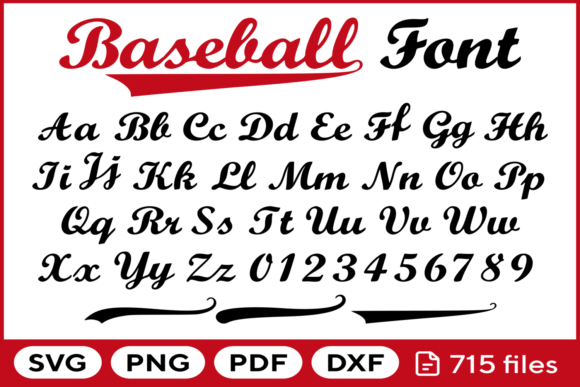 Baseball Font SVG PNG PDF DXF | Sports-Themed Lettering for Crafts & Designs