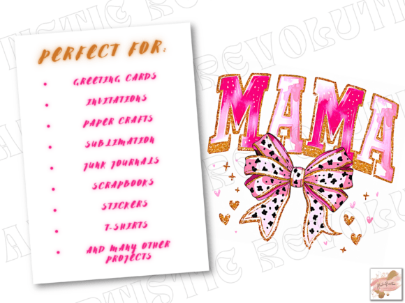 Coquette Glitter Brushstroke Mama PNG | Chic and Sparkly Design for Moms