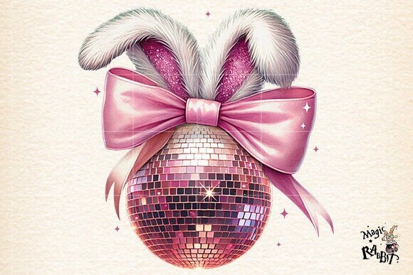 Disco Ball Bunny & Coquette Easter Bunny PNG | Fun and Trendy Easter Designs