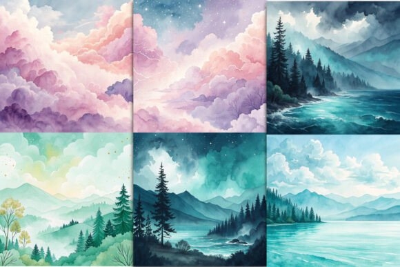 Dreamy Watercolor Background Bundle | Soft and Elegant Watercolor Designs for Crafts