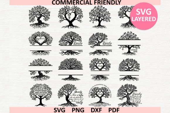 Family Tree SVG Bundle | Tree of Life SVG | Customizable Designs for Family Projects