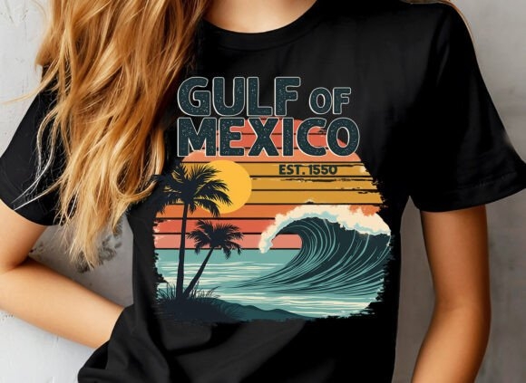 Gulf of Mexico Beach Vintage Sunset PNG | Tropical Beach Sunset Design for Crafts