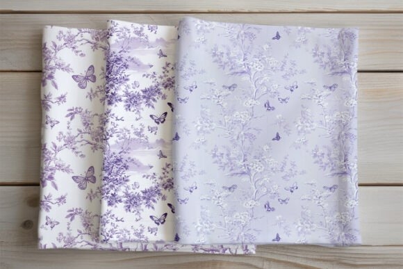 Lavender Toile Butterfly Digital Papers | Elegant Floral and Butterfly Designs for Crafts