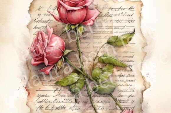 8 Watercolor Rose Loveletter Backgrounds | Romantic Floral Designs