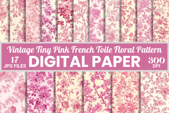 Vintage Tiny Pink French Toile Pattern - Elegant & Timeless Design