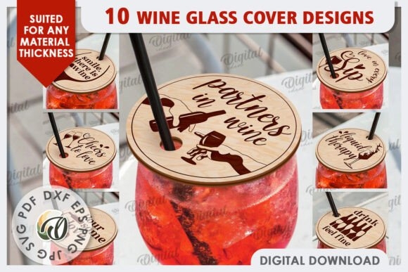 Wine Glass Covers Laser Cut Bundle - Elegant & Customizable Designs