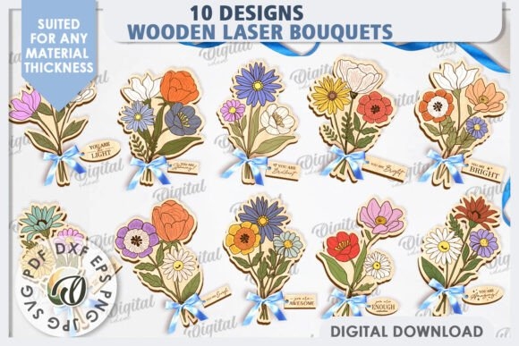 Wooden Bouquets Laser Cut Bundle - Elegant & Unique Floral Designs