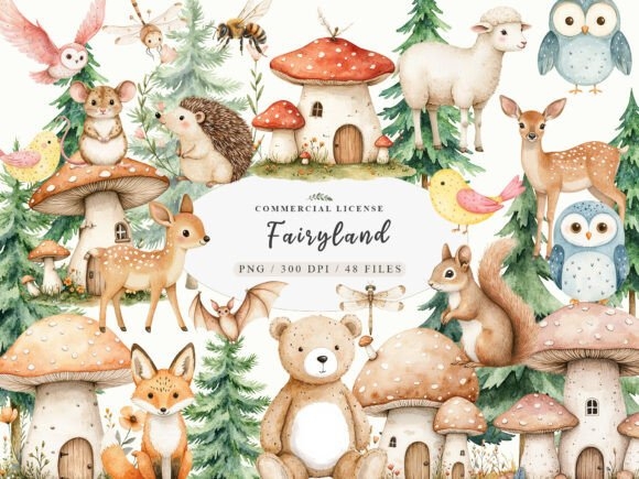 Woodland Forest Animals Friends Clipart - Charming & Whimsical Designs