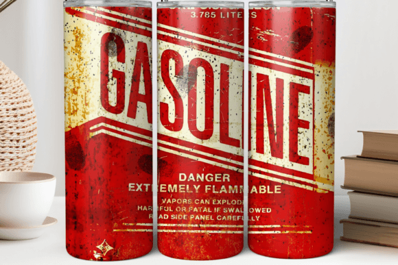 20oz Vintage Gasoline Can Tumbler Wrap - Retro Design for Unique Sipping