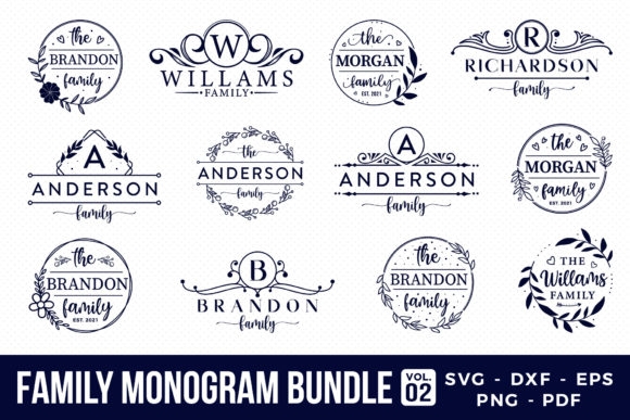 Family Monogram SVG Bundle Vol.2 - Elegant & Customizable Designs