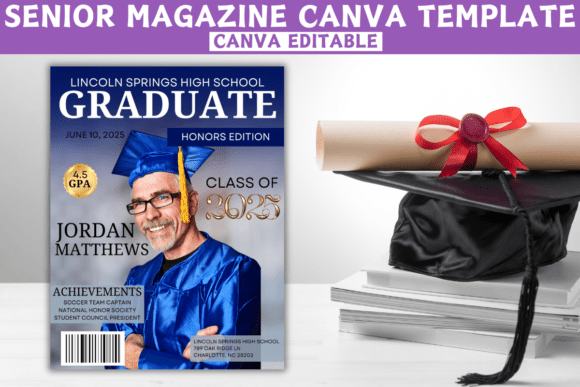 Graduation Magazine Canva Template - Elegant & Customizable Design