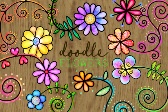 Hand Drawn Doodle Watercolor Flowers - Beautiful & Artistic Design