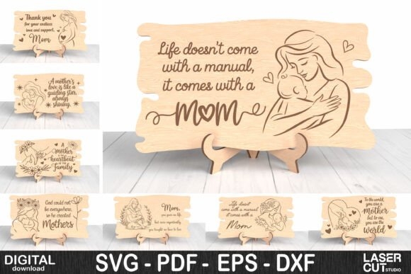 Mother's Day Plaque Laser Cut Bundle - Customizable & Elegant Designs