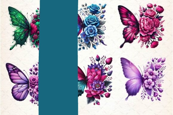 Butterfly Flowers Sublimation Clipart