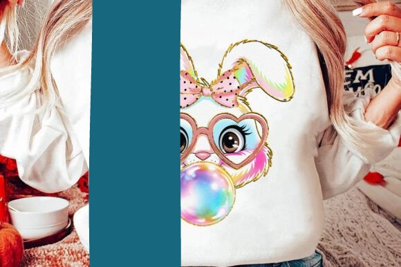 Glitter Easter Bunny Coquette PNG