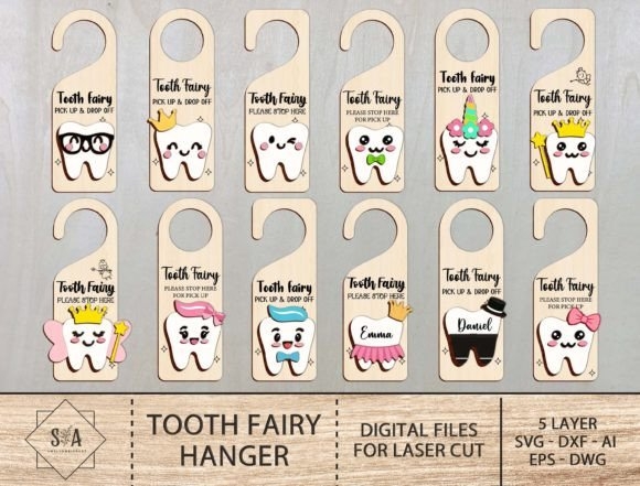 Tooth Fairy Hanger Laser File – Customizable Design for DIY Crafts & Home Decor