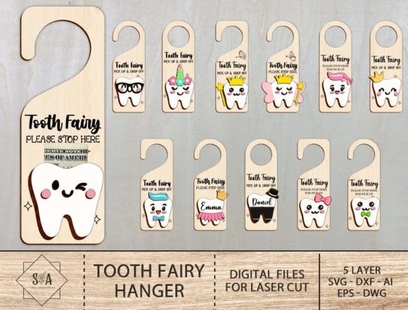 Tooth Fairy Hanger Laser File – Customizable Design for DIY Crafts & Home Decor