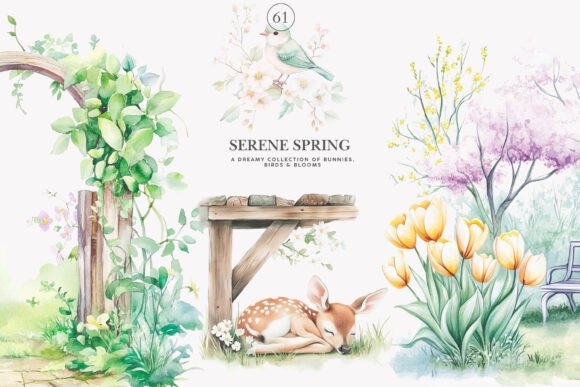 Watercolor Spring Clipart Collection – Fresh & Floral Designs for DIY Crafts & Projects