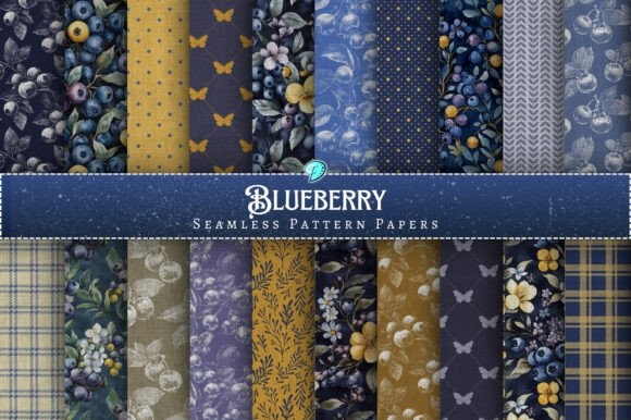 Blueberry Seamless Pattern Papers – Fresh, Printable Blueberry Designs