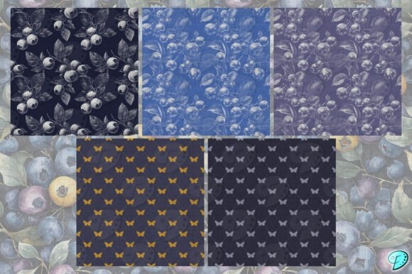 Blueberry Seamless Pattern Papers – Fresh, Printable Blueberry Designs