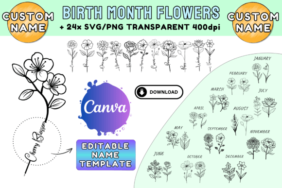 Custom Birth Month Flower Canva Template – Personalize Your Floral Designs