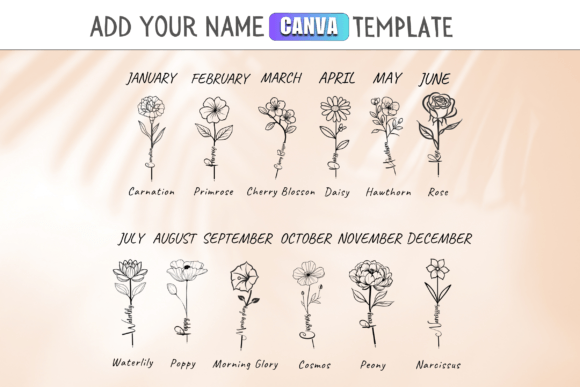 Custom Birth Month Flower Canva Template – Personalize Your Floral Designs