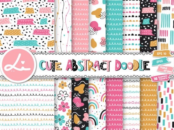 Cute Abstract Doodle Pattern Pack – Fun and Playful Doodle Designs