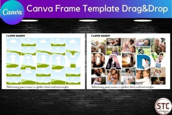 Daddy Photo Collage Canva Frame Template – Customizable Collage Design for Father's Day