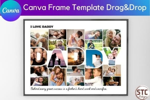 Daddy Photo Collage Canva Frame Template – Customizable Collage Design for Father's Day