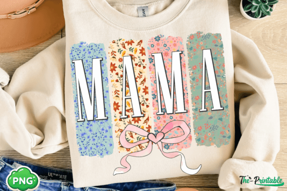 Floral Mama Coquette Bow PNG – Elegant Design for Mother's Day Gifts