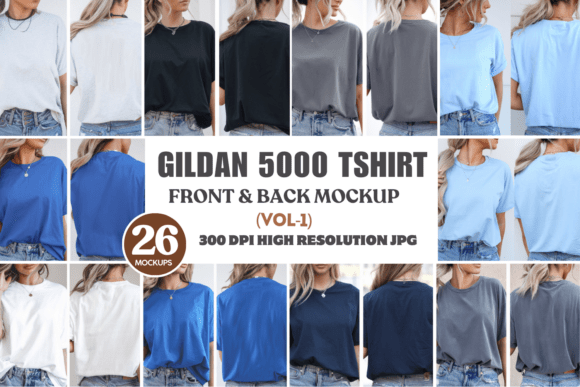 Gildan 5000 T-shirt Front & Back Mockup B – Realistic Mockup for Apparel Designs