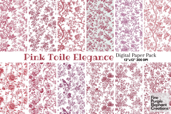 Pink Toile Elegance Chinoiserie Flowers – Classic Floral Pattern Design