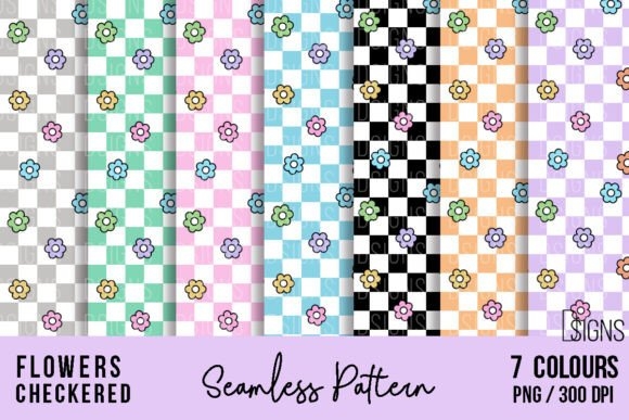 Spring Flower Checkered Seamless Pattern – Fresh Floral and Checkered Design