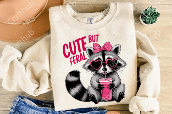 Cute but Feral PNG | Funny Raccoon PNG | Playful Wildlife Design