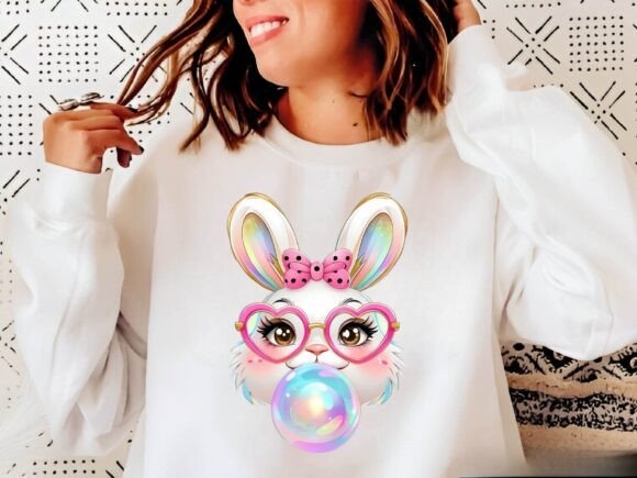 Glitter Easter Bunny Coquette PNG | Sparkly & Chic Holiday Design