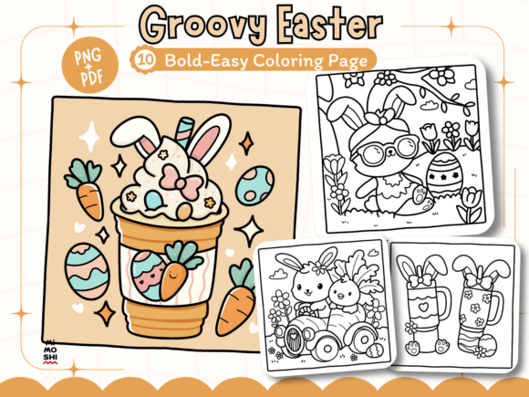 Groovy Easter Coloring Pages | Fun & Retro Holiday Designs