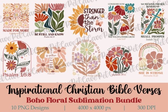 Inspirational Bible Verses PNG Bundle | Faith-Based Digital Designs